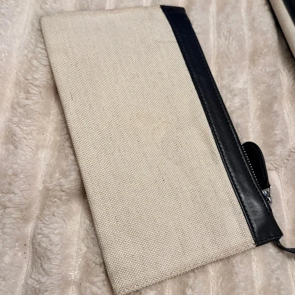 Cotton Canvas Satin Calfskin S Navy Cabas Natural Black - Picture 7 of 10